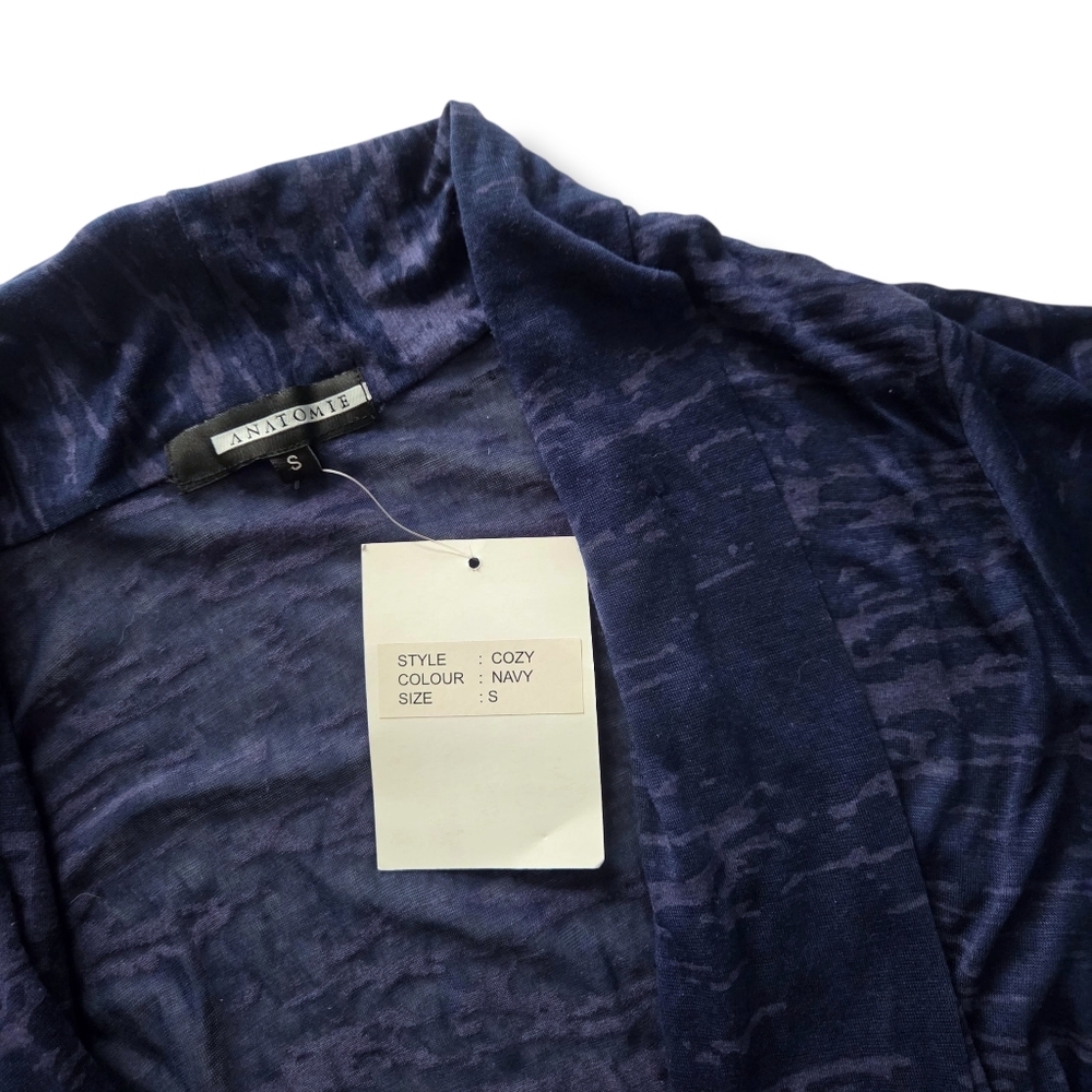 Anatomie Blue Burnout Open Front Waterfall Cardigan Luxury Travel Clothing - Picture 6 of 7